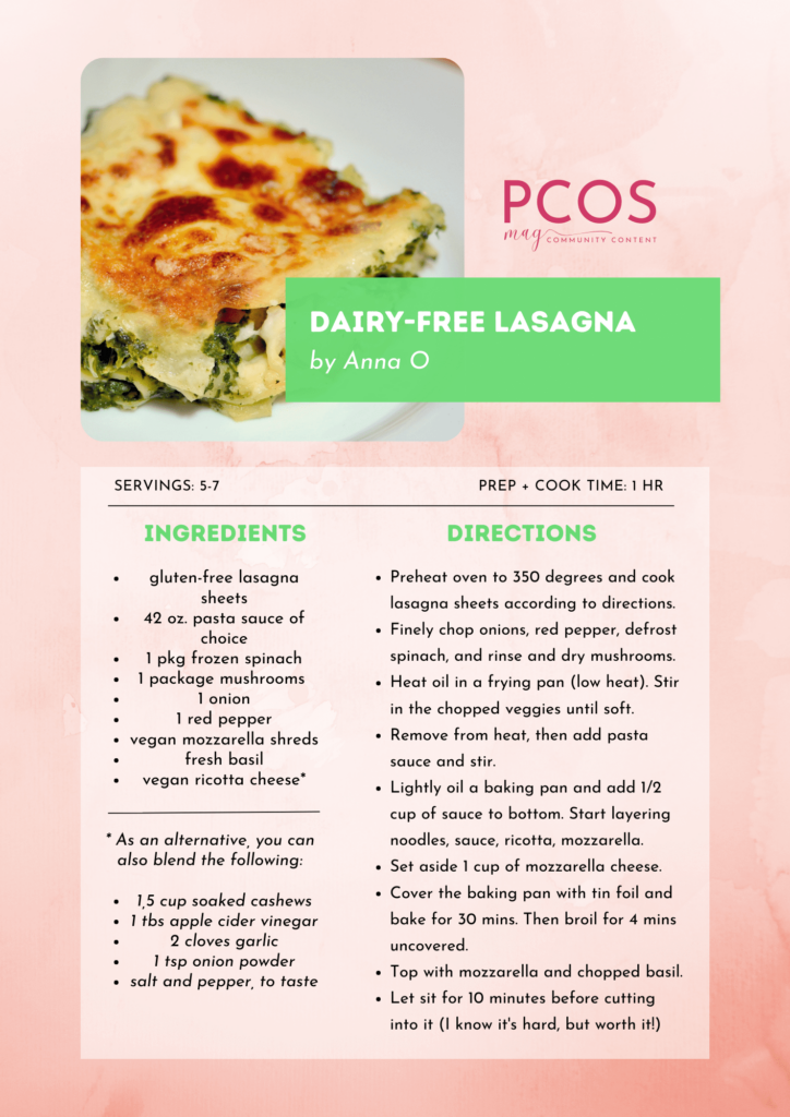 PCOS Dairy-Free Lasagna